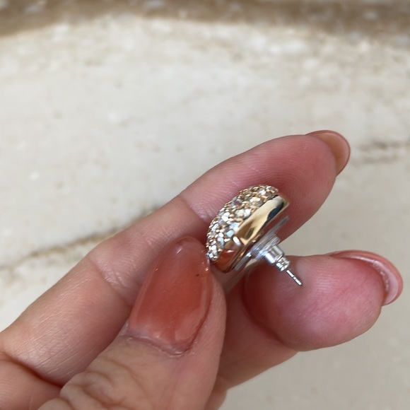 Swarovski Pave Crystal Heart Earrings Pierced - Picture 6 of 9